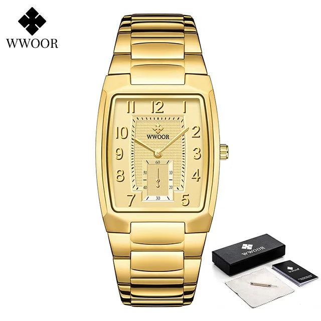 WWOOR Luxury Gold Quartz Watch with Date Display