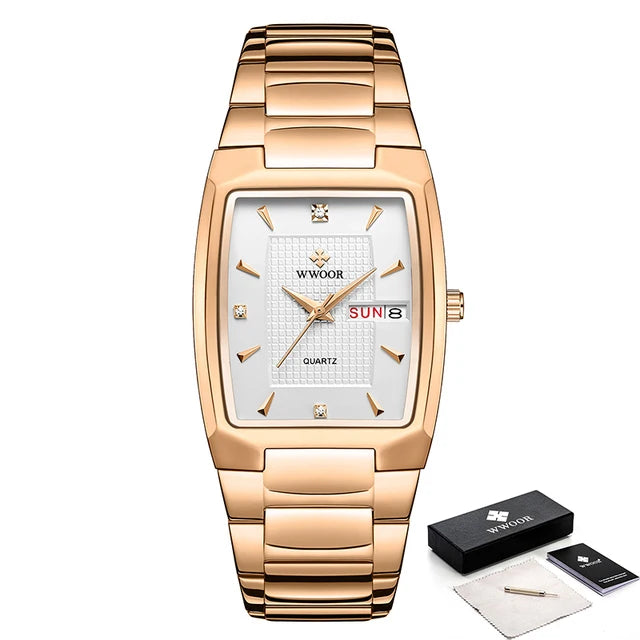 WWOOR Luxury Gold Quartz Watch with Date Display