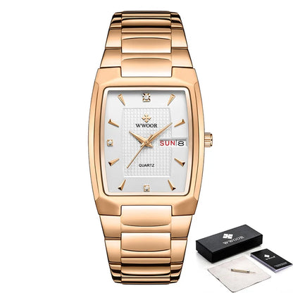 WWOOR Luxury Gold Quartz Watch with Date Display