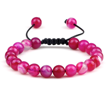 8mm Tiger Eye Stone Beads Bracelet Adjustable Braided Rope Bangles Natural Lava Rock Men Women Yoga Healing Balance Bracelets