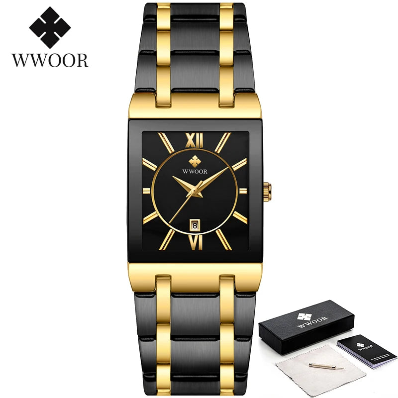 WWOOR Men's Luxury Golden Quartz Watch