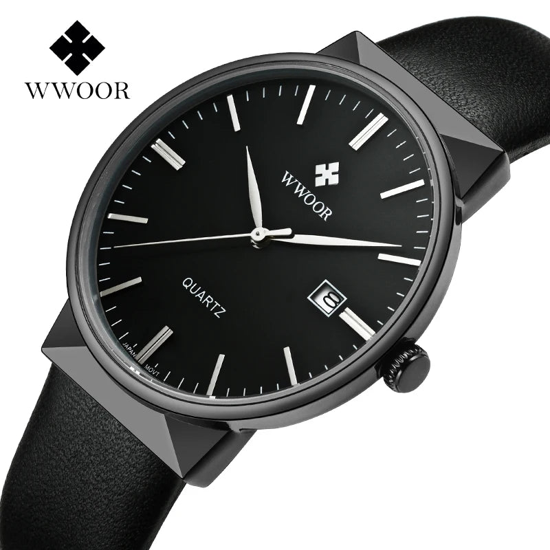 WWOOR Men's Luxury Leather Quartz Watch