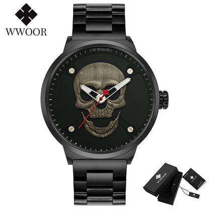 WWOOR Skull Design Luxury Men's Quartz Watch