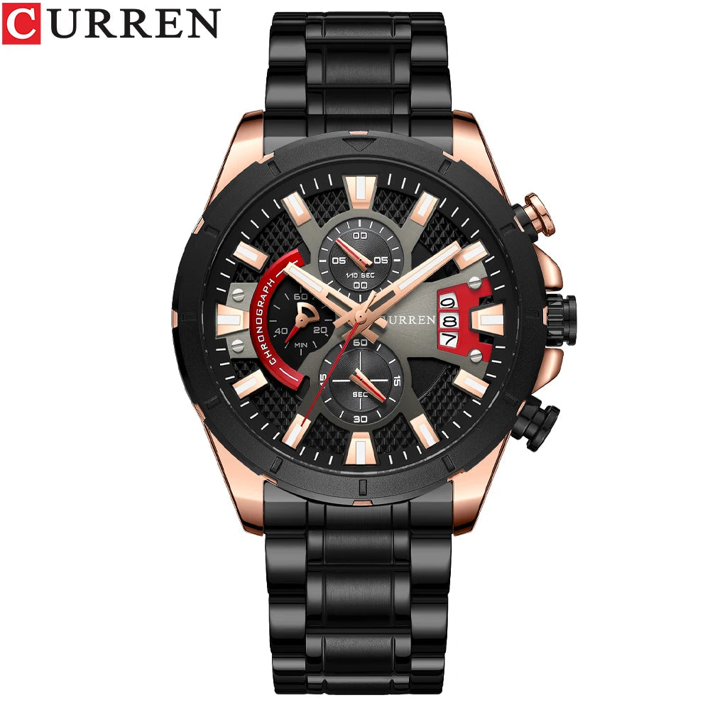 CURREN Luxury Steel Quartz Chronograph Watch