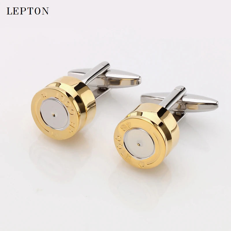 Venda quente Abotoaduras de bala para homens cor dourada metal bala abotoaduras casamento noivo camisa masculina punhos abotoaduras relojes gemelos