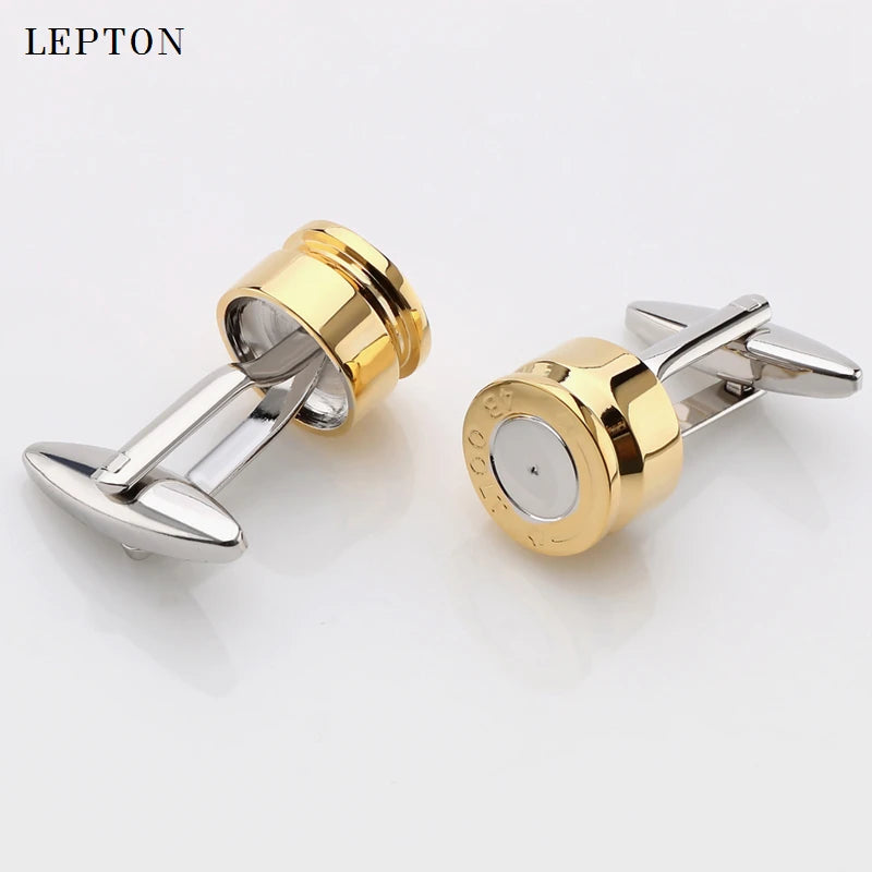 Venda quente Abotoaduras de bala para homens cor dourada metal bala abotoaduras casamento noivo camisa masculina punhos abotoaduras relojes gemelos