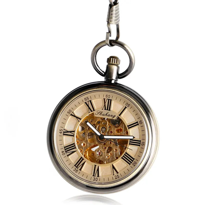Shuhang relógios de bolso com corrente fob estilo antigo de luxo relógio de enfermagem mecânico automático relógio pingente de corrente automática relógio de bolso