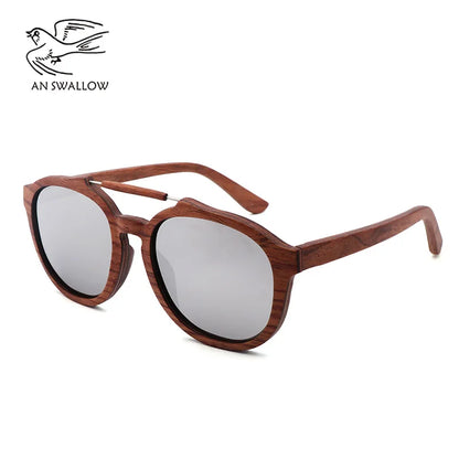 Nova tendência clássica óculos de sol de madeira armação elíptica moda cavalheiros e femininos óculos de sol lente tac uv400