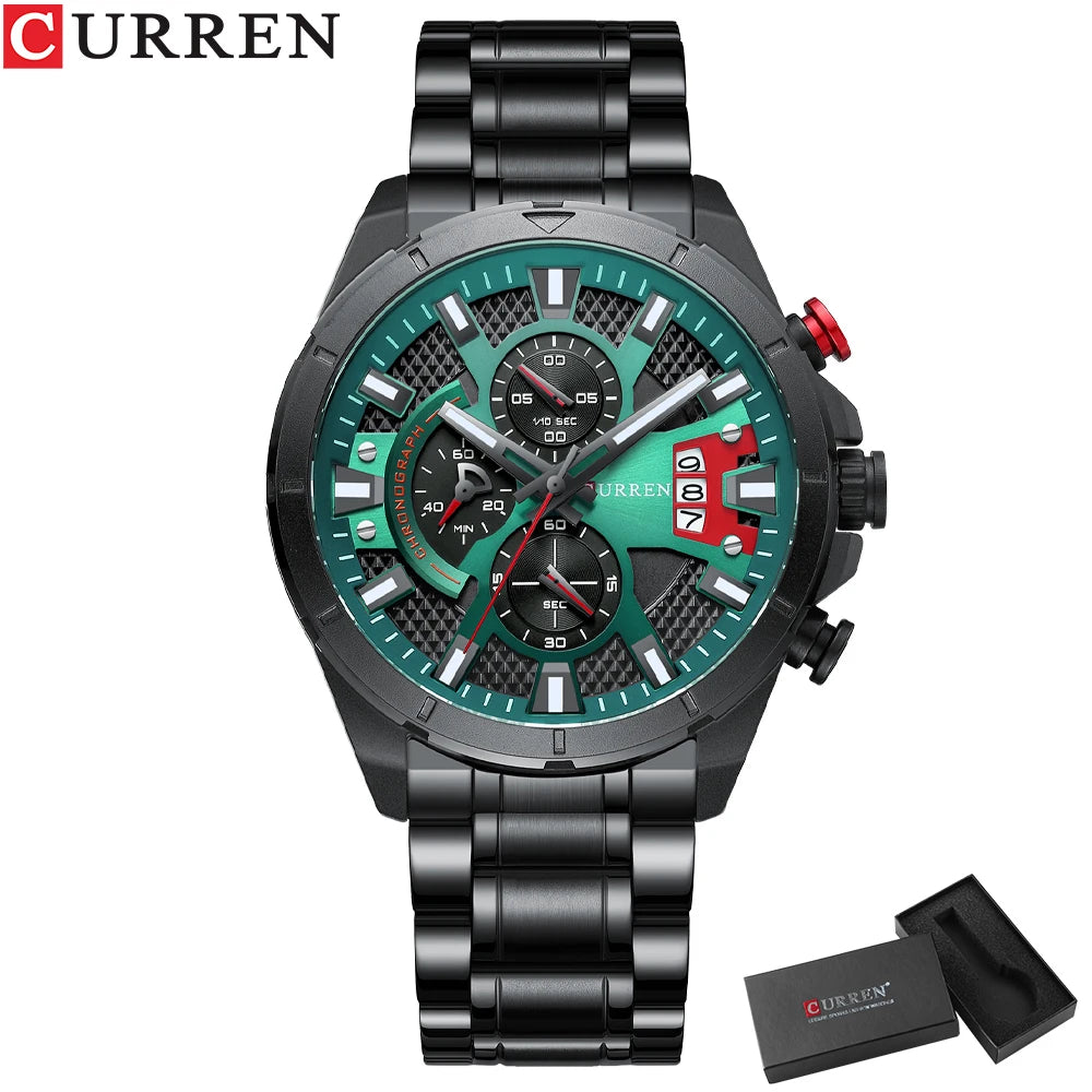 CURREN Luxury Steel Quartz Chronograph Watch