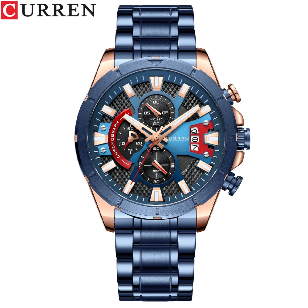 CURREN Luxury Steel Quartz Chronograph Watch