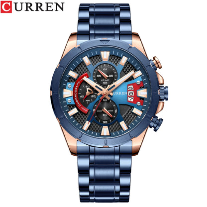 CURREN Luxury Steel Quartz Chronograph Watch