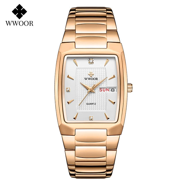 WWOOR Luxury Gold Quartz Watch with Date Display