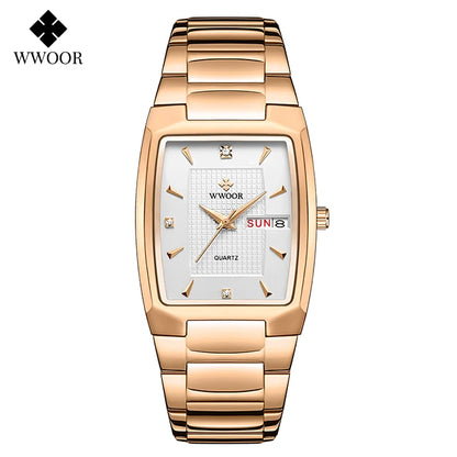 WWOOR Luxury Gold Quartz Watch with Date Display