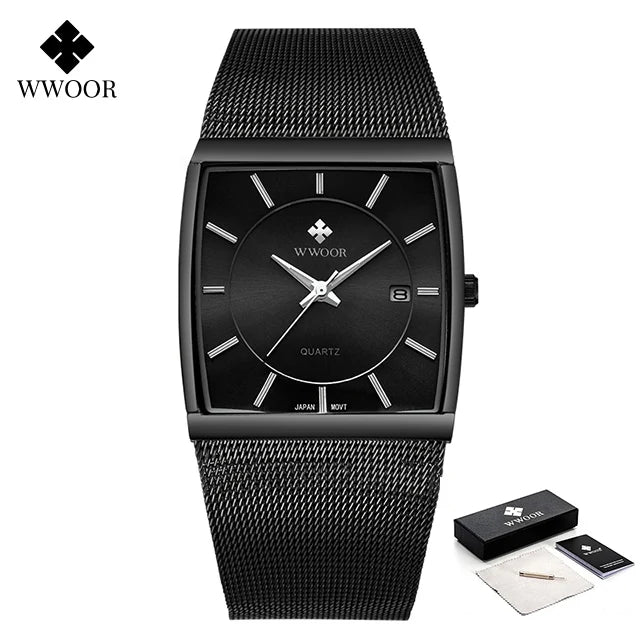 WWOOR Gold Square Men's Watch - Luxury & Precision