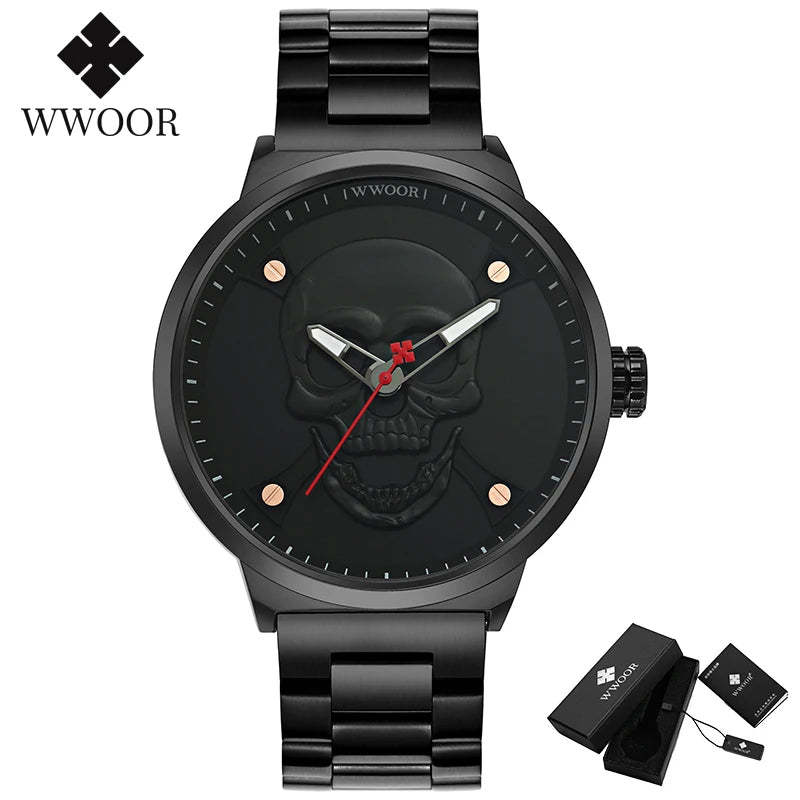WWOOR Skull Design Luxury Men's Quartz Watch