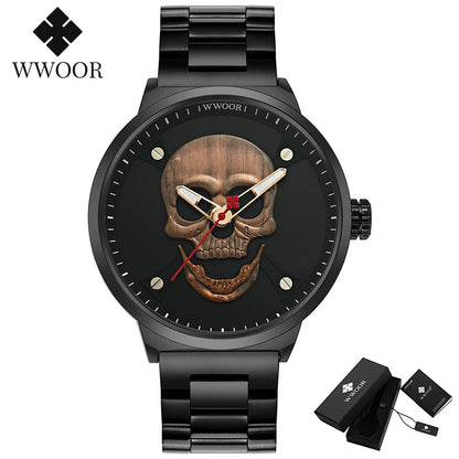 WWOOR Skull Design Luxury Men's Quartz Watch