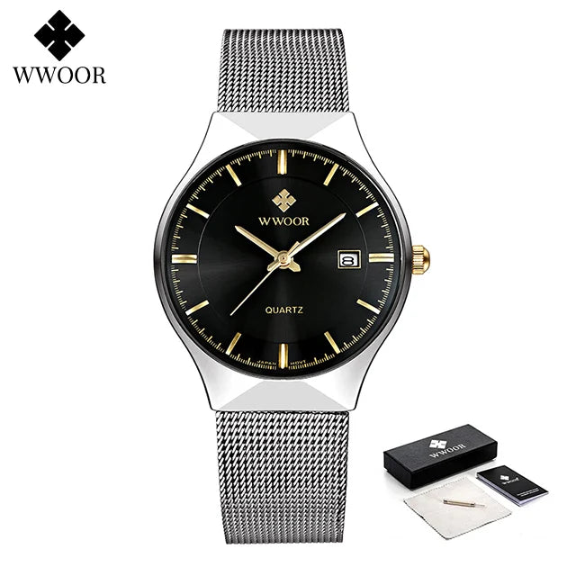 WWOOR Ultra Thin Gold Quartz Men's Watch