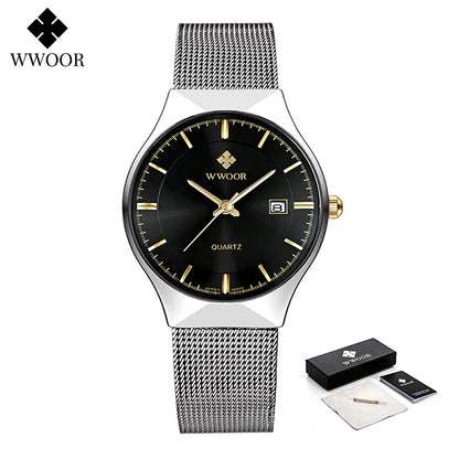 WWOOR Ultra Thin Gold Quartz Men's Watch
