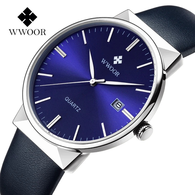 WWOOR Men's Luxury Leather Quartz Watch