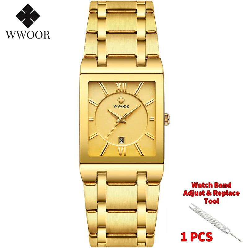 WWOOR Men's Luxury Golden Quartz Watch