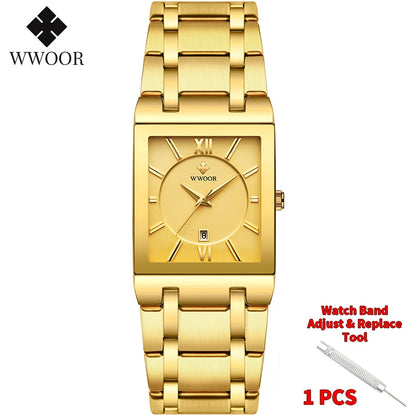 WWOOR Men's Luxury Golden Quartz Watch
