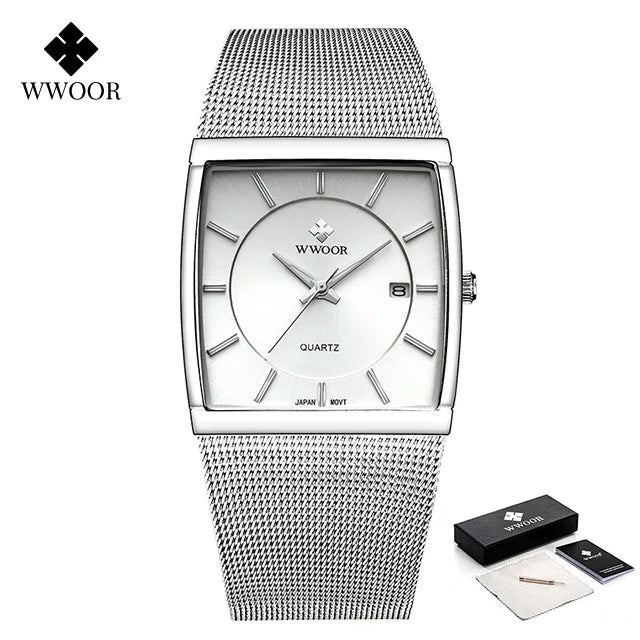 WWOOR Gold Square Men's Watch - Luxury & Precision