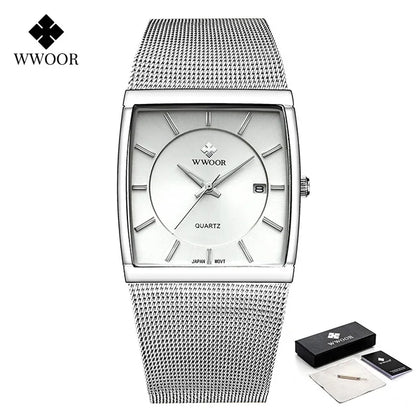 WWOOR Gold Square Men's Watch - Luxury & Precision