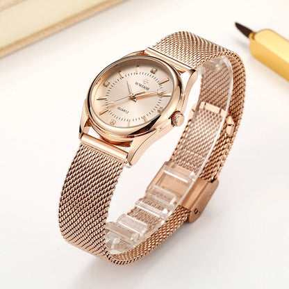 WWOOR 2024 Luxury Diamond Woman Watch Women Rose Gold Small Bracelet Wrist Watches Gifts For Women Quartz Clock Relogio Feminino