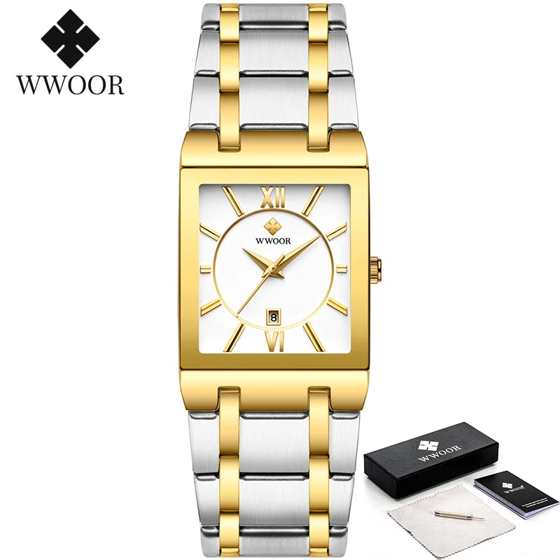WWOOR Men's Luxury Golden Quartz Watch