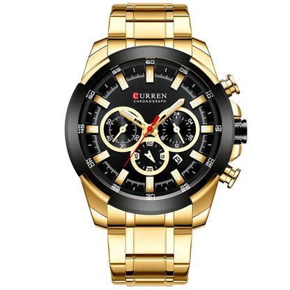 Curren Luxury Men's Chronograph Watch - Gold Steel