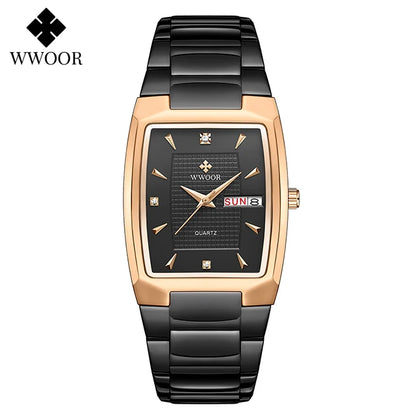 WWOOR Luxury Gold Quartz Watch with Date Display