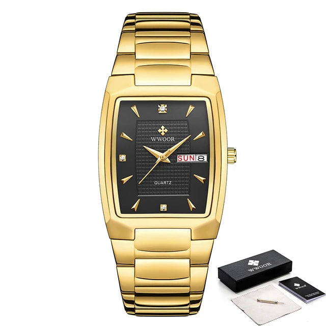 WWOOR Luxury Gold Quartz Watch with Date Display