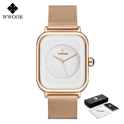 WWOOR Minimalist White Leather Women's Watch 2026