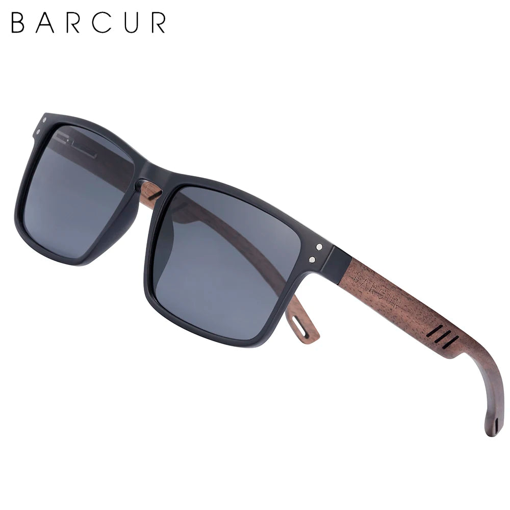 BARCUR Wooden Sunglasses for Men Polarized Natural Walnut Wood Sun Glasses Women Polarized Eyewear UV400 Eyewear Oculos