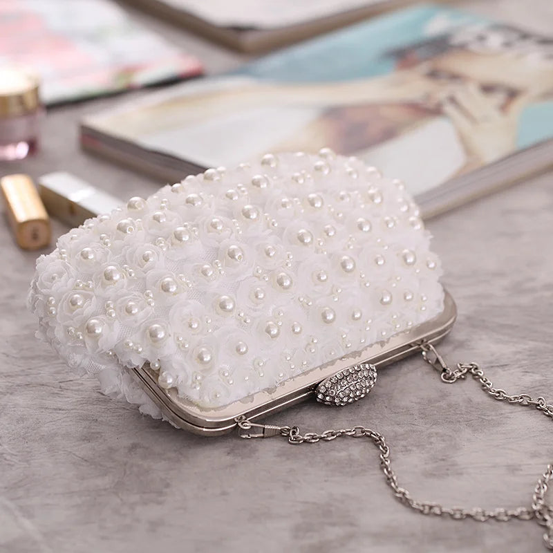 Strass pérola bolsa feminina sacos de embreagem saco de noite moda bolsa das mulheres embreagem luxo para sacos de casamento festa branco