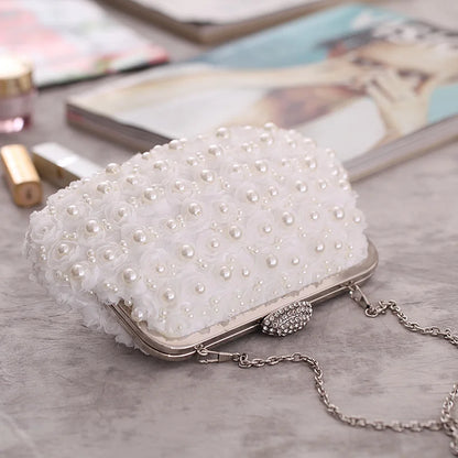 Strass pérola bolsa feminina sacos de embreagem saco de noite moda bolsa das mulheres embreagem luxo para sacos de casamento festa branco