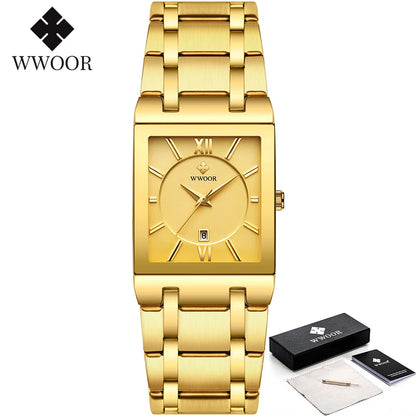 WWOOR Men's Luxury Golden Quartz Watch