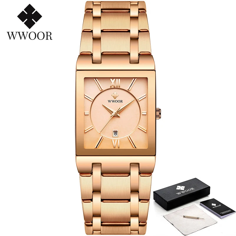 WWOOR Men's Luxury Golden Quartz Watch