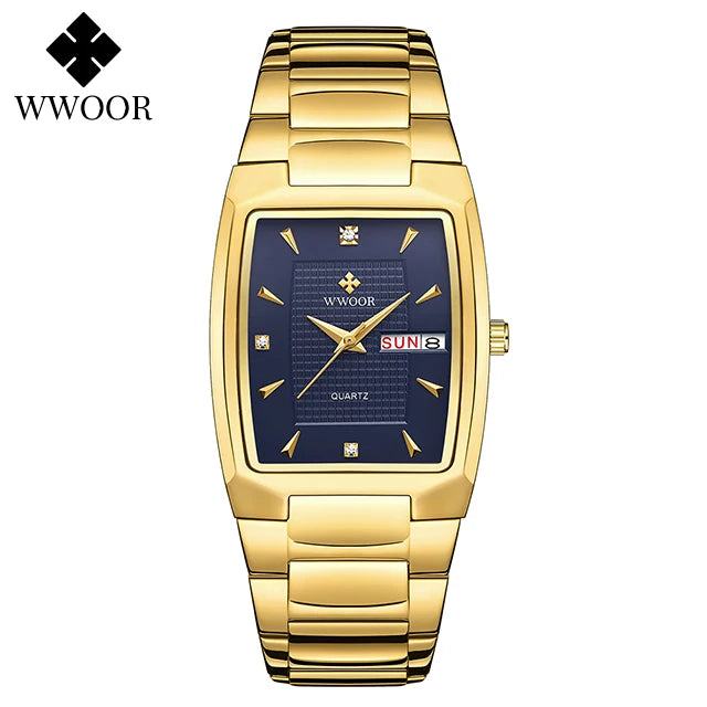 WWOOR Luxury Gold Quartz Watch with Date Display