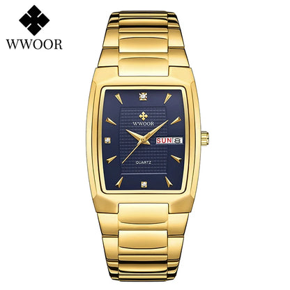 WWOOR Luxury Gold Quartz Watch with Date Display