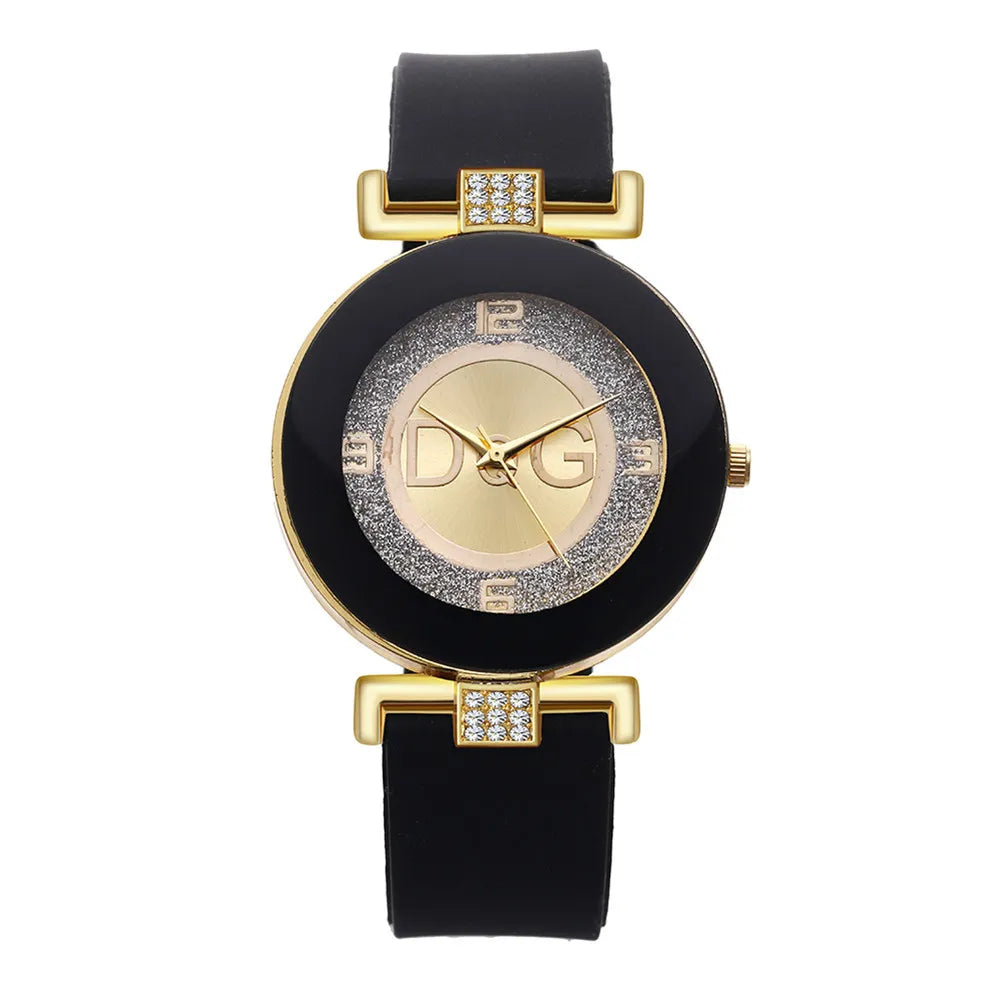 Elegant Silicone Strap Women's Quartz Watch
