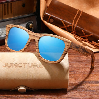 Juncture moda madeira de bambu vintage quadrado óculos de sol das mulheres dos homens marca luxo designer óculos de sol condução de madeira uv400