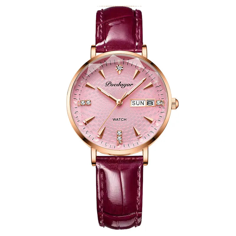 Luxury Ultra-thin Leather Ladies Watch - Waterproof & Luminous