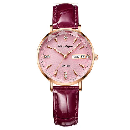 Luxury Ultra-thin Leather Ladies Watch - Waterproof & Luminous