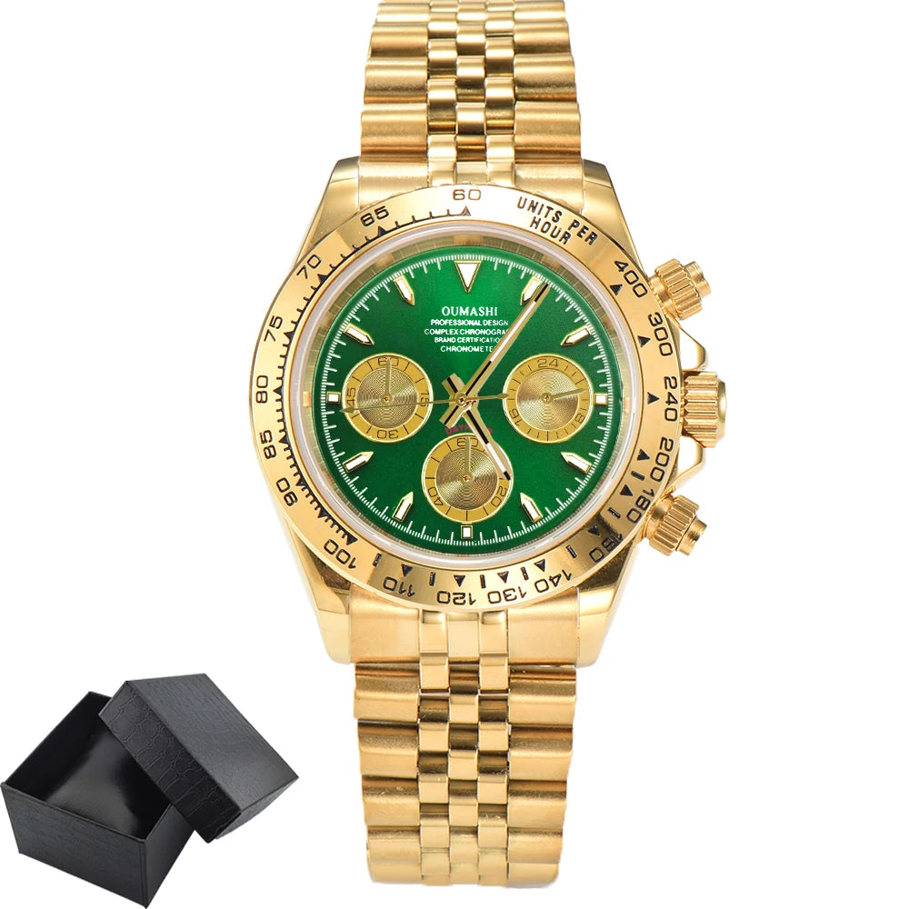 Luxury Custom Gold Chronograph Watch 39.3mm