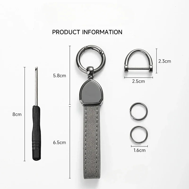 Chaveiro de couro de camurça com logotipo personalizado de metal, chaveiro com número laser, chaveiro de carro masculino