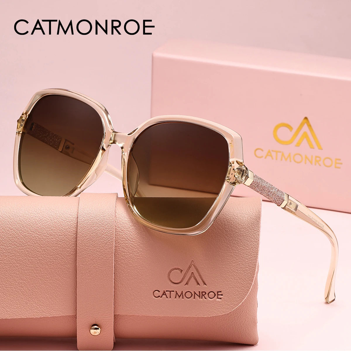CATMONROE Luxury Polarized Women Sunglasses Butterfly Frame Pink Gift Box Fashion UV400 Sun Glasses Apparel Accessories
