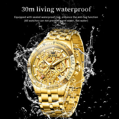 Olevs 9913 relógios masculinos originais relógios de quartzo para homens à prova dwaterproof água luminosa cronógrafo data 24 horas relógios de luxo