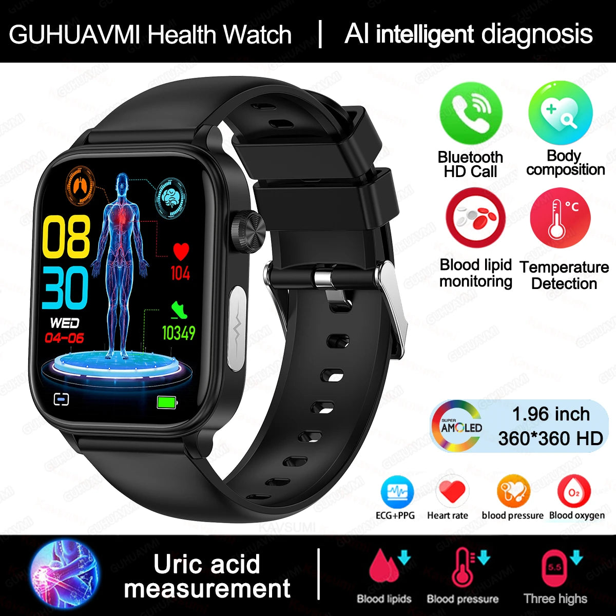 Elegant ECG+PPG Women's Smartwatch with Health Tracking