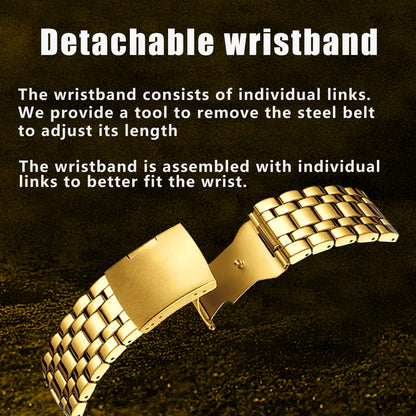 Relógio masculino de luxo multifuncional YaLaLuSi, pulseira dourada com mostrador atmosférico, caixa de presente moderna e prática